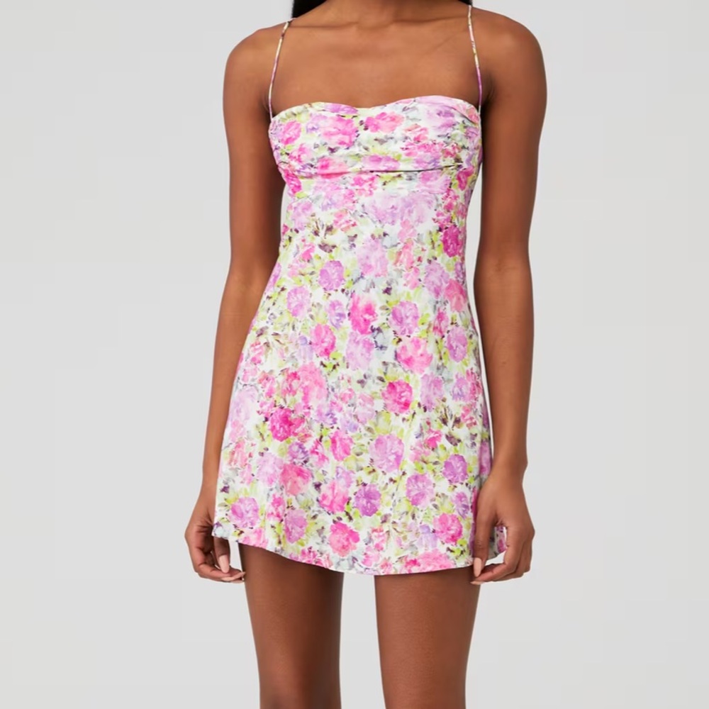 For Love And Lemons Pink Floral Mini Dress NWT